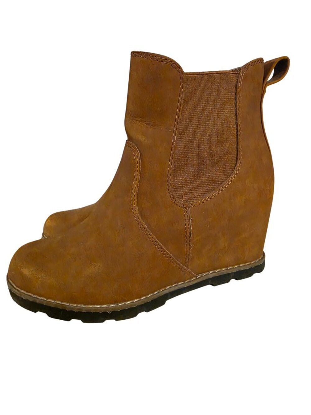 Universal Thread Camel Tan Chelsea Wedge Booties Size 6.5